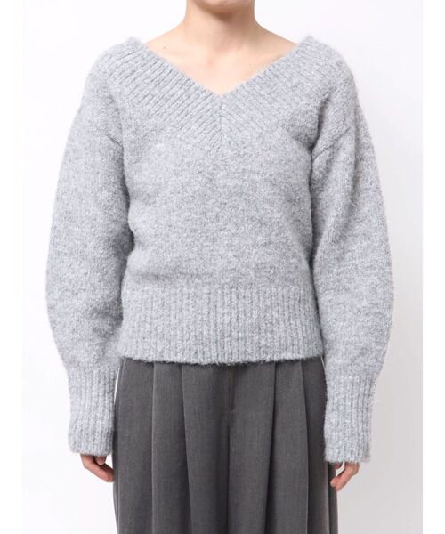LAGUNAMOON（ラグナムーン）の「【WEB限定】Vネックカラーショートニットプルオーバー（ニット/セーター・レディース・グレー/ブルー/ブラック/ピンク/ホワイト・FREE）」の21枚目の写真