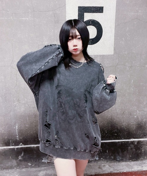 REFLEM/レフレム』スカルプリントダメージPO/プルオーバースウェット