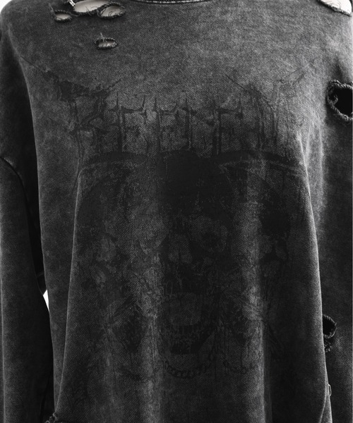 REFLEM（レフレム）の「『REFLEM/レフレム』スカルプリントダメージPO/プルオーバースウェットシャツ（スウェット・レディース・グレー/ブラック・FREE）」の22枚目の写真