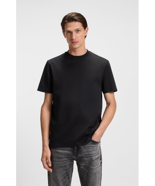 BOSS(ボス)の「シルケットコットン Tシャツ マイクロパターン(Tシャツ/カットソー・メンズ・ブラック/ホワイト/ダークグリーン・S/M/L/XL/XXL)」の1枚目の写真