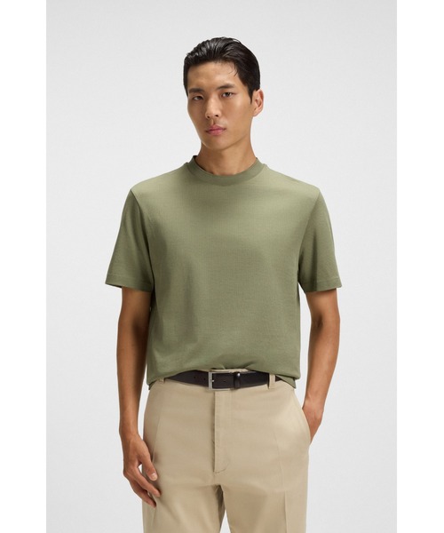 BOSS(ボス)の「シルケットコットン Tシャツ マイクロパターン(Tシャツ/カットソー・メンズ・ブラック/ホワイト/ダークグリーン・S/M/L/XL/XXL)」の3枚目の写真