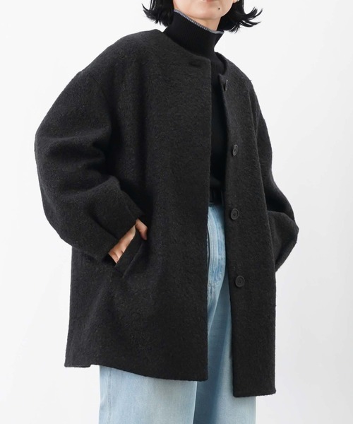 LUCA/LADY LUCK LUCA（ルカ/レディラックルカ）の「LC/LLL ブークレーノーカラーコート（ノーカラーコート・レディース・ブラック/グレー/ベージュ・FREE）」の2枚目の写真