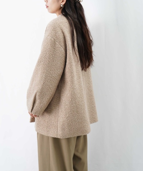 セール】LC/LLL ブークレーノーカラーコート（ノーカラーコート