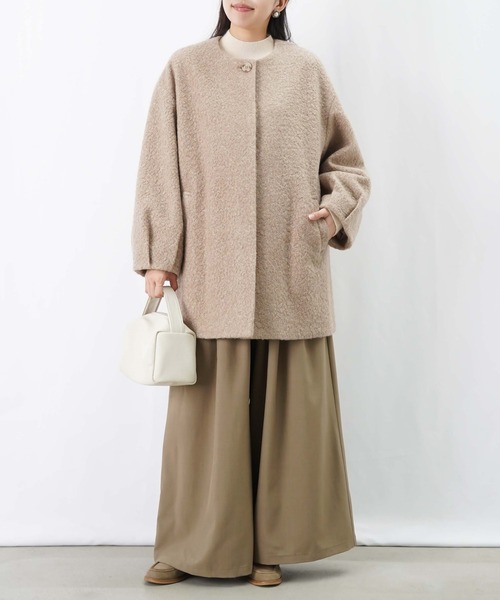 セール】LC/LLL ブークレーノーカラーコート（ノーカラーコート