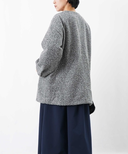 セール】LC/LLL ブークレーノーカラーコート（ノーカラーコート