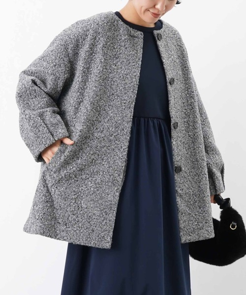 セール】LC/LLL ブークレーノーカラーコート（ノーカラーコート