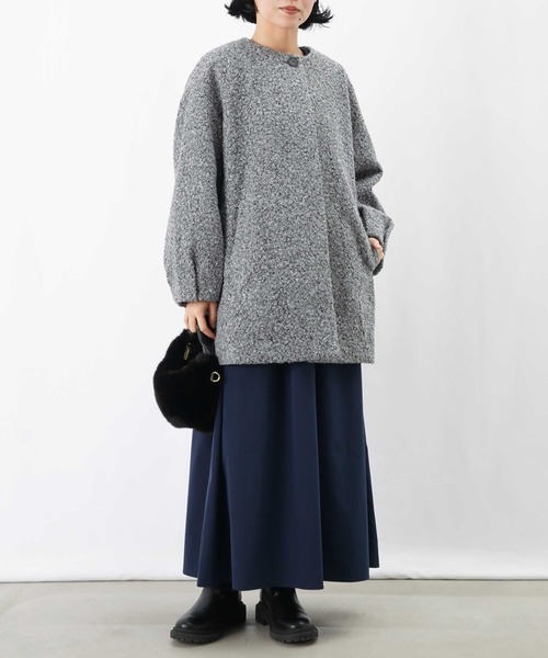 セール】LC/LLL ブークレーノーカラーコート（ノーカラーコート