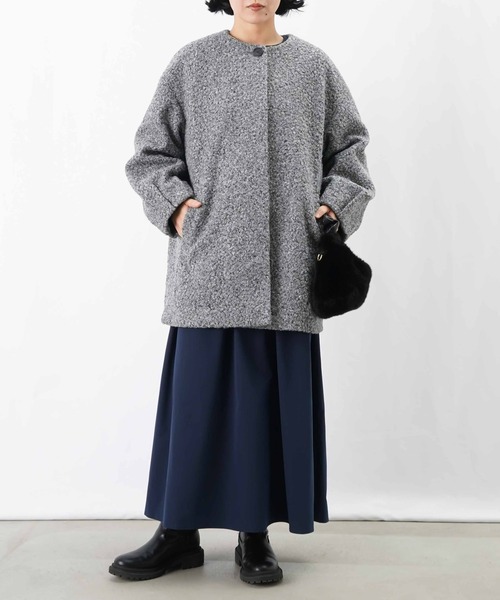 LUCA/LADY LUCK LUCA（ルカ/レディラックルカ）の「LC/LLL ブークレーノーカラーコート（ノーカラーコート・レディース・ブラック/グレー/ベージュ・FREE）」の19枚目の写真