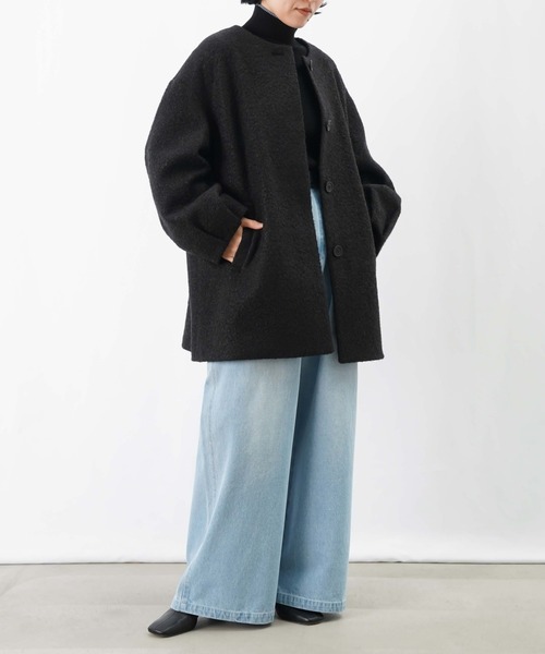 セール】LC/LLL ブークレーノーカラーコート（ノーカラーコート