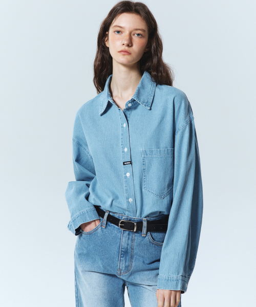 NICK&NICOLE(ニックアンドニコール)の「MINIMAL CLASSIC DENIM SHIRTS_LIGHT BLUE(シャツ/ブラウス・レディース・その他・FREE)」の1枚目の写真