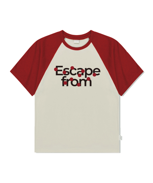 ESCAPEFROM(エスケープフロム)の「ロゴレッドサークルプリントラグラン配色半袖レッド(Tシャツ/カットソー・レディース・その他・MEDIUM/LARGE)」の1枚目の写真