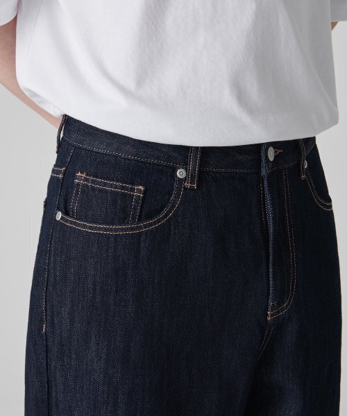 MUSINSA STANDARD（ムシンサスタンダード）の「リネンライクワイドデニムパンツ[ディープインディゴ]（デニムパンツ・メンズ・その他・42/30/26/27/28/29/34/36/32/31/33/38/40）」の4枚目の写真