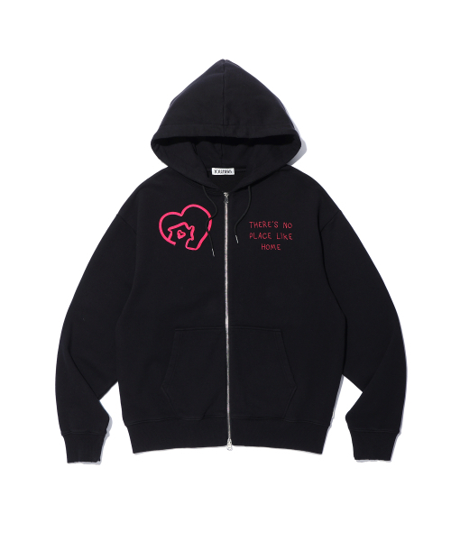 セール】HOME GRAPHIC HOOD ZIP-UP BLACK（パーカー）｜YOUHEE（ユヒ