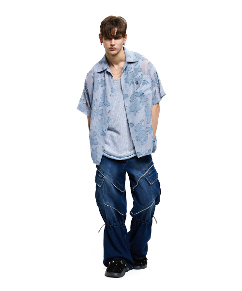 RSSC(アールエスエスシー)の「FLORAL JACQUARD HALF SHIRT - SKY BLUE(シャツ/ブラウス・レディース・その他・1/2)」の3枚目の写真
