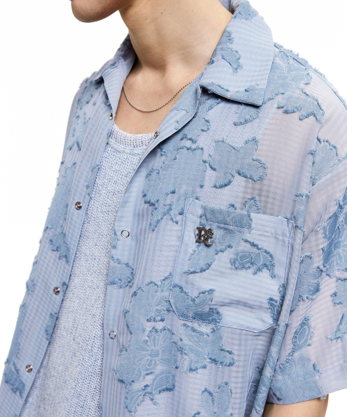 RSSC(アールエスエスシー)の「FLORAL JACQUARD HALF SHIRT - SKY BLUE(シャツ/ブラウス・レディース・その他・1/2)」の4枚目の写真