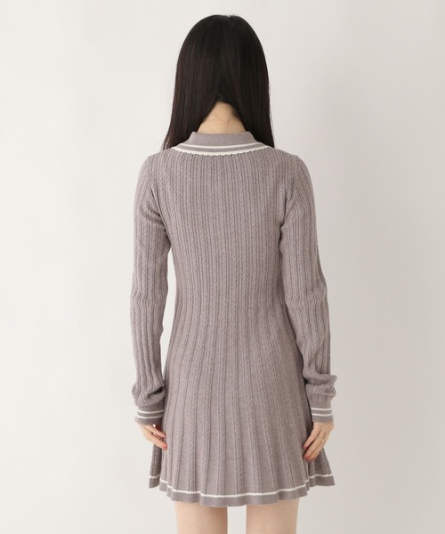 セール】スカラップポロニットミニワンピース 608405（ワンピース