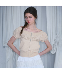 Pigment Off Shoulder Zip-up [Beige]