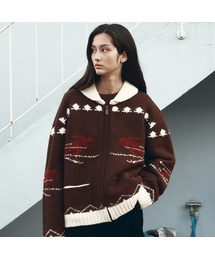 VANONE ATELIER（バノンアトリエ）の「KN4278 Snow Knit Zip-up_Brown（カーディガン/ボレロ）」