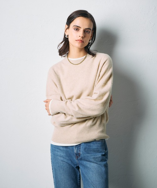 N.O.R.C(ノーク)の「【CASHMERE100%】カシミヤクルーネックニット(ニット/セーター・レディース・チャコール/ベージュ/ブラック/サックスブルー/ライラック・フリー)」の15枚目の写真