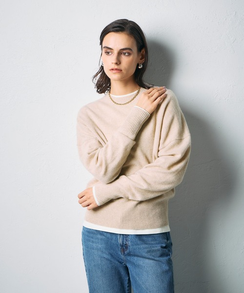N.O.R.C(ノーク)の「【CASHMERE100%】カシミヤクルーネックニット(ニット/セーター・レディース・チャコール/ベージュ/ブラック/サックスブルー/ライラック・フリー)」の16枚目の写真