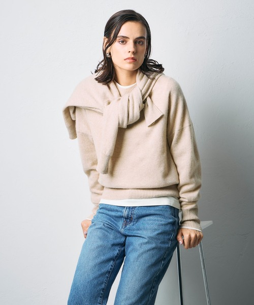 CASHMERE100%】カシミヤクルーネックニット（ニット/セーター