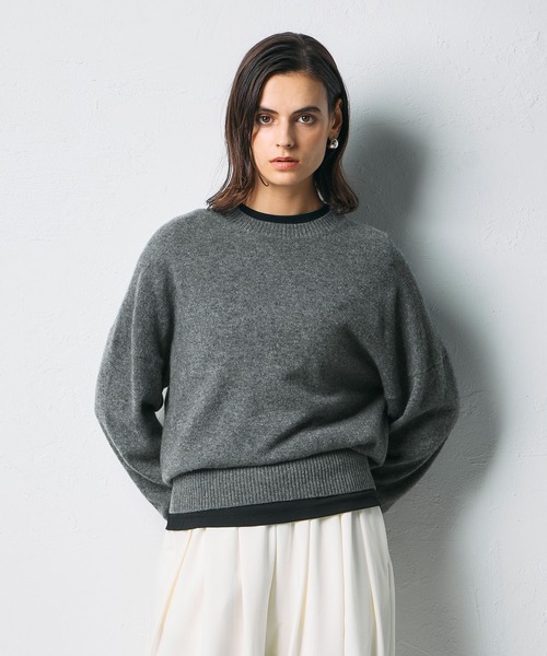 N.O.R.C(ノーク)の「【CASHMERE100%】カシミヤクルーネックニット(ニット/セーター・レディース・チャコール/ベージュ/ブラック/サックスブルー/ライラック・フリー)」の7枚目の写真