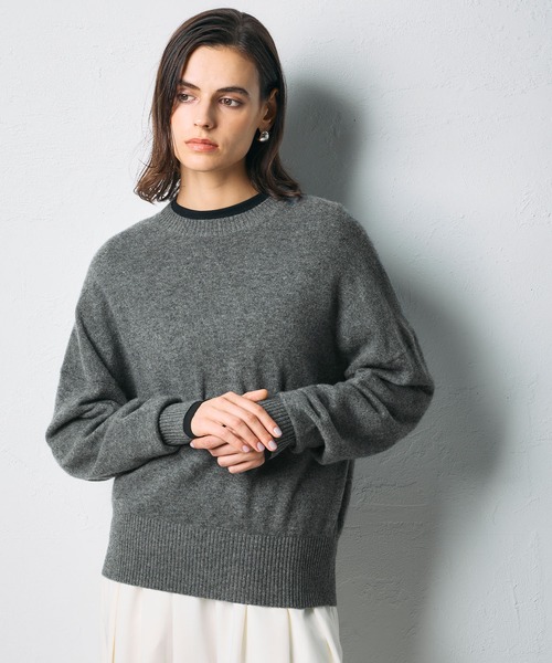 N.O.R.C(ノーク)の「【CASHMERE100%】カシミヤクルーネックニット(ニット/セーター・レディース・チャコール/ベージュ/ブラック/サックスブルー/ライラック・フリー)」の9枚目の写真