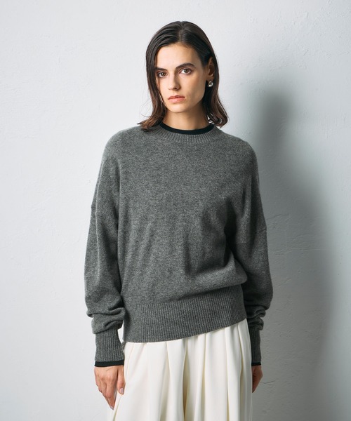 N.O.R.C(ノーク)の「【CASHMERE100%】カシミヤクルーネックニット(ニット/セーター・レディース・チャコール/ベージュ/ブラック/サックスブルー/ライラック・フリー)」の10枚目の写真