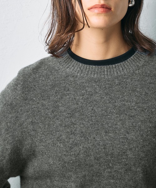 N.O.R.C(ノーク)の「【CASHMERE100%】カシミヤクルーネックニット(ニット/セーター・レディース・チャコール/ベージュ/ブラック/サックスブルー/ライラック・フリー)」の13枚目の写真