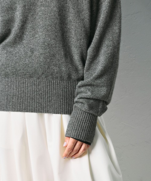 N.O.R.C(ノーク)の「【CASHMERE100%】カシミヤクルーネックニット(ニット/セーター・レディース・チャコール/ベージュ/ブラック/サックスブルー/ライラック・フリー)」の14枚目の写真