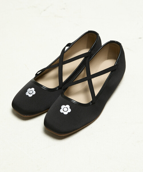 MARYQUANT×PUBLUX バレエコア 新品未使用 MARY QUANT × PUBLUX/マリークワント 刺繍 サテン バレエシューズ 限定