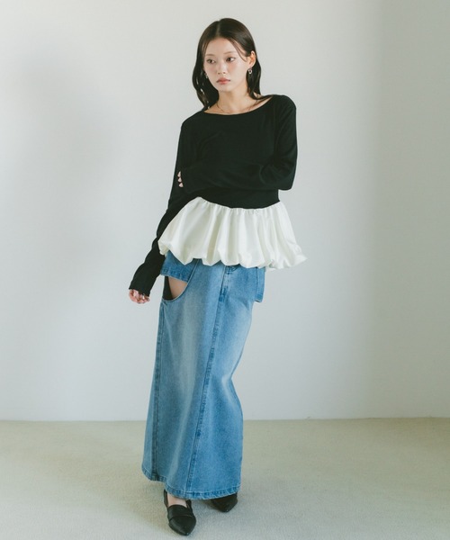 VANNIE U（ヴァニーユー）の「ラウンドカットバルーントップス（Tシャツ/カットソー・レディース・ブラック/ブラウン・FREE）」の3枚目の写真