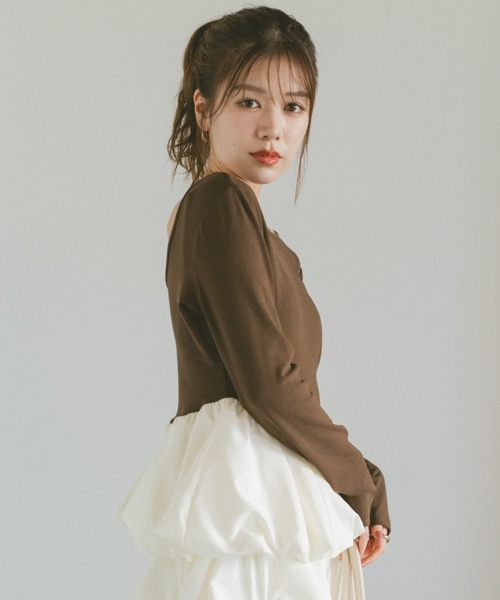 VANNIE U（ヴァニーユー）の「ラウンドカットバルーントップス（Tシャツ/カットソー・レディース・ブラック/ブラウン・FREE）」の20枚目の写真
