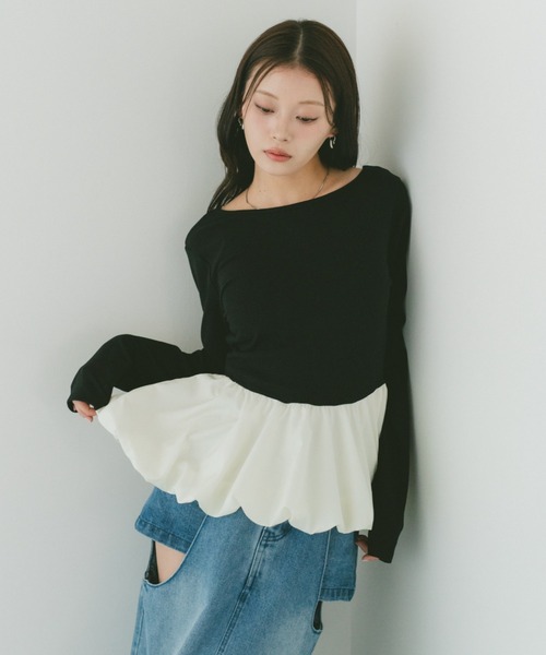 VANNIE U（ヴァニーユー）の「ラウンドカットバルーントップス（Tシャツ/カットソー・レディース・ブラック/ブラウン・FREE）」の15枚目の写真