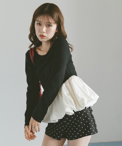 VANNIE U（ヴァニーユー）の「ラウンドカットバルーントップス（Tシャツ/カットソー・レディース・ブラック/ブラウン・FREE）」の6枚目の写真