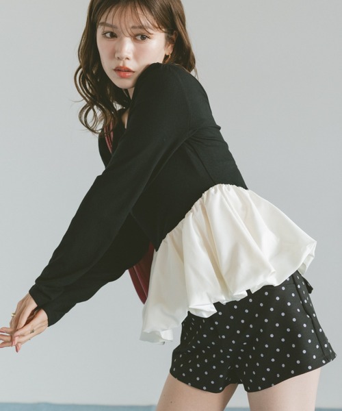 VANNIE U（ヴァニーユー）の「ラウンドカットバルーントップス（Tシャツ/カットソー・レディース・ブラック/ブラウン・FREE）」の4枚目の写真