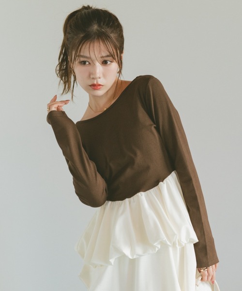 VANNIE U（ヴァニーユー）の「ラウンドカットバルーントップス（Tシャツ/カットソー・レディース・ブラック/ブラウン・FREE）」の19枚目の写真