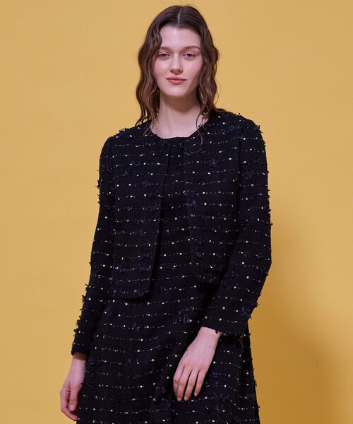 TOCCA（トッカ）の「FLOWER HIDE AND SEEK ジャケット（ノーカラージャケット・レディース・ブラック系/アイボリー系・6/4/2/0）」の11枚目の写真
