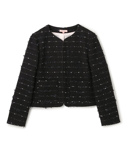 TOCCA（トッカ）の「FLOWER HIDE AND SEEK ジャケット（ノーカラージャケット・レディース・ブラック系/アイボリー系・6/4/2/0）」の21枚目の写真