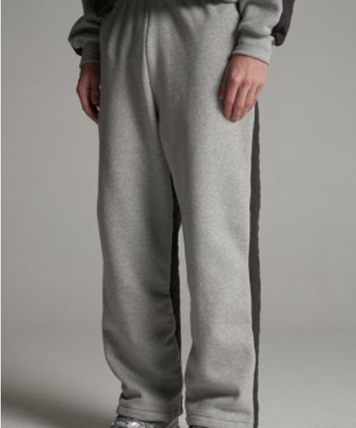 Padding set-up wide banding pants gray