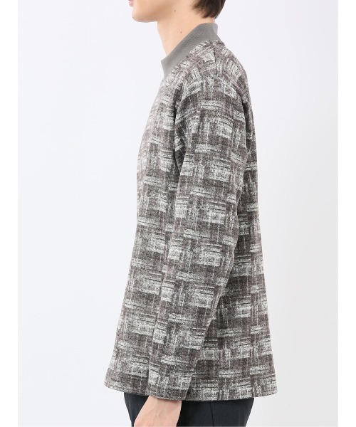 m.f.editorial(エムエフエディトリアル)の「【裏起毛】m.f.エディトリアル メンズ チェック モックネック 長袖 Tシャツ(Tシャツ/カットソー・メンズ・ホワイト×ブラック/ネイビー・MEDIUM/LARGE/X-LARGE)」の6枚目の写真
