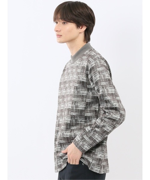 m.f.editorial(エムエフエディトリアル)の「【裏起毛】m.f.エディトリアル メンズ チェック モックネック 長袖 Tシャツ(Tシャツ/カットソー・メンズ・ホワイト×ブラック/ネイビー・MEDIUM/LARGE/X-LARGE)」の11枚目の写真