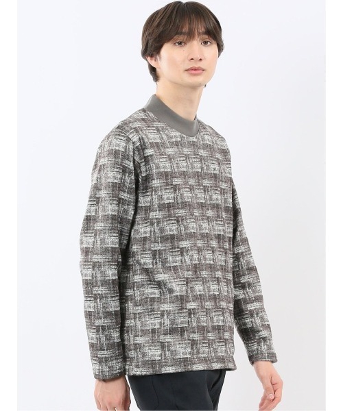 m.f.editorial(エムエフエディトリアル)の「【裏起毛】m.f.エディトリアル メンズ チェック モックネック 長袖 Tシャツ(Tシャツ/カットソー・メンズ・ホワイト×ブラック/ネイビー・MEDIUM/LARGE/X-LARGE)」の13枚目の写真