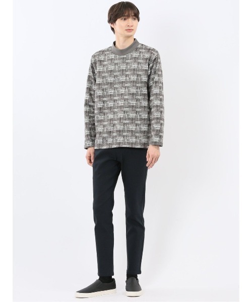 m.f.editorial(エムエフエディトリアル)の「【裏起毛】m.f.エディトリアル メンズ チェック モックネック 長袖 Tシャツ(Tシャツ/カットソー・メンズ・ホワイト×ブラック/ネイビー・MEDIUM/LARGE/X-LARGE)」の14枚目の写真