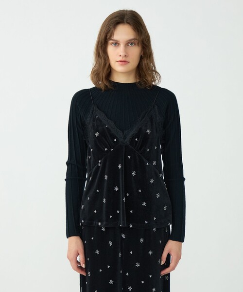 BALLSEY トゥモローランド　キャミソールブラウス メッシュベロアエンブロイダリー キャミソールブラウス（キャミソール