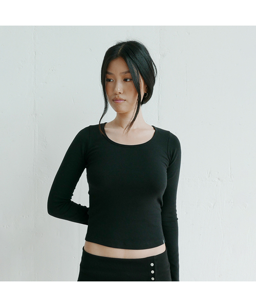 DEARSTALKER(ディアストーカー)の「D. BASIC BABY ROUND-NECK LONG TEE - 3 COLOR(Tシャツ/カットソー・レディース・ホワイト/ブラック/グレー・FREE)」の2枚目の写真