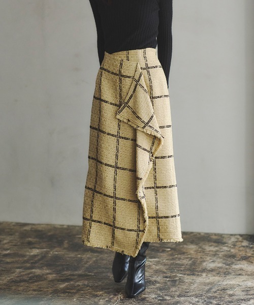 ★45Ｒ★ドネガルツイードのラップスカート　新品未使用 ☆45R☆ドネガルツイードのラップスカート 新品未使用