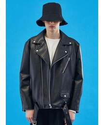 KOLEAT（コレット）の「MENオーバーフィットマイルドレザーライダージャケット[ベルト脱着]（ライダースジャケット）」