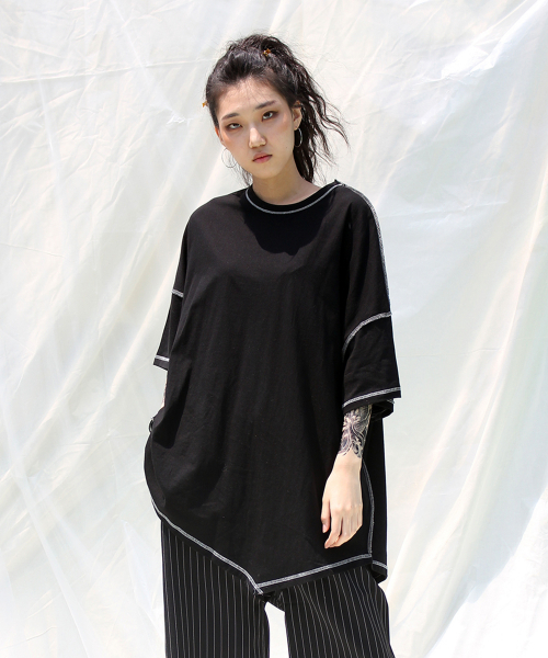 DEMARC(ドゥマーク)の「男女共用 アンバランス 半袖Tシャツ ブラック(Tシャツ/カットソー・メンズ・その他・FREE)」の5枚目の写真
