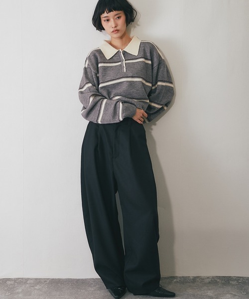ANOTHER S（アナザーエス）の「ミックスカルゼサイドタックコクーンパンツ（スラックス・レディース・ブラウン/ライトグレー/ブラック・FREE）」の5枚目の写真